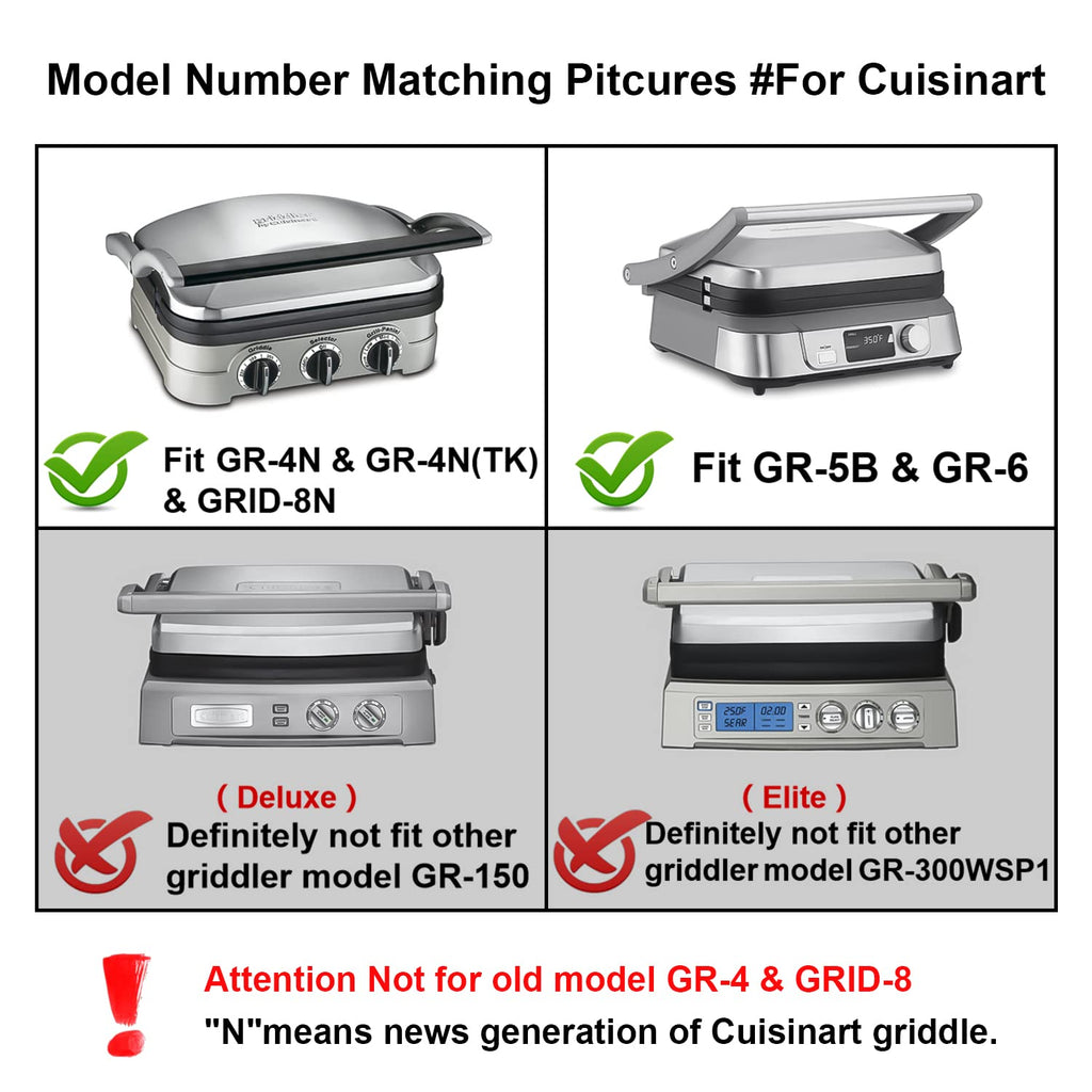 Gvode Nonstick Waffle Plates for Cuisinart Griddler GR-4N, GR-5B, GR-6 & GRID-8N – Plates Only – image 3