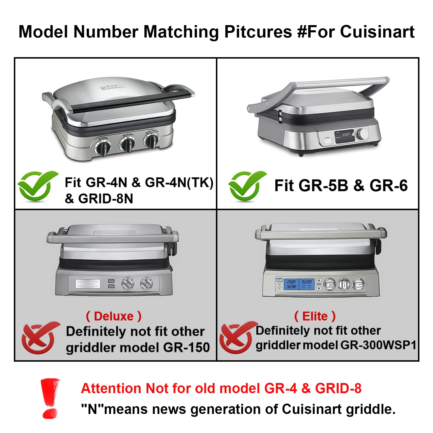 Gvode Nonstick Waffle Plates for Cuisinart Griddler GR-4N, GR-5B, GR-6 & GRID-8N – Plates Only – image 3