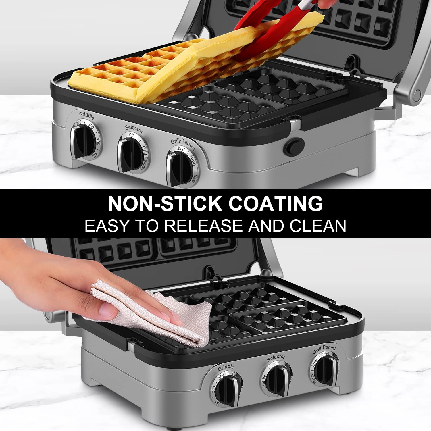 Gvode Nonstick Waffle Plates for Cuisinart Griddler GR-4N, GR-5B, GR-6 & GRID-8N – Plates Only – image 7
