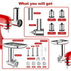 Gvode Meat Grinder & Slicer-Shredder Attachment Set, Compatible with KitchenAid Stand Mixers – image 1