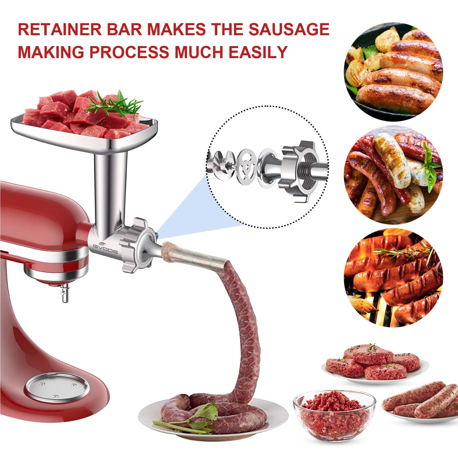 Gvode Meat Grinder & Slicer-Shredder Attachment Set, Compatible with KitchenAid Stand Mixers – image 3