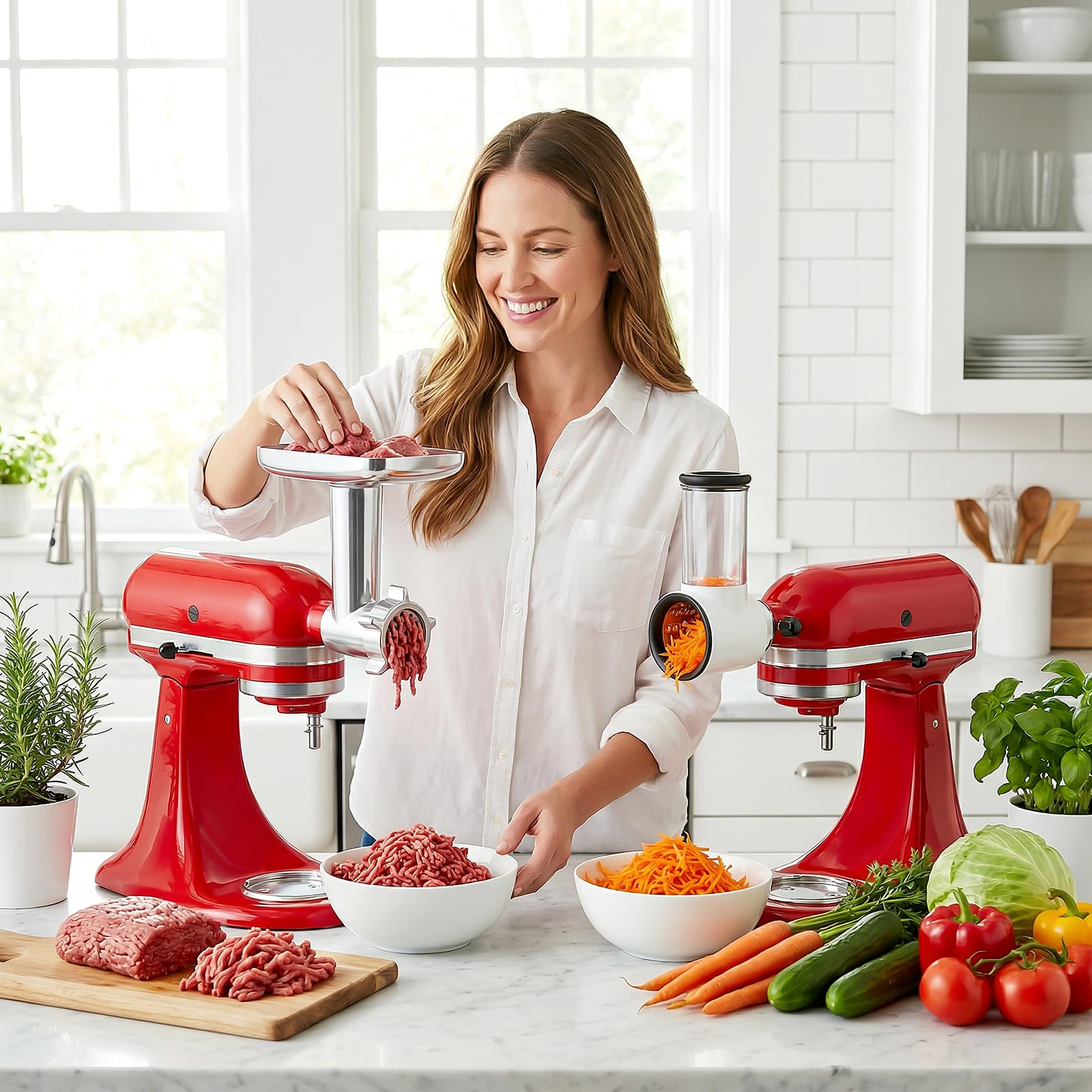 Gvode Meat Grinder & Slicer-Shredder Attachment Set, Compatible with KitchenAid Stand Mixers – image 5