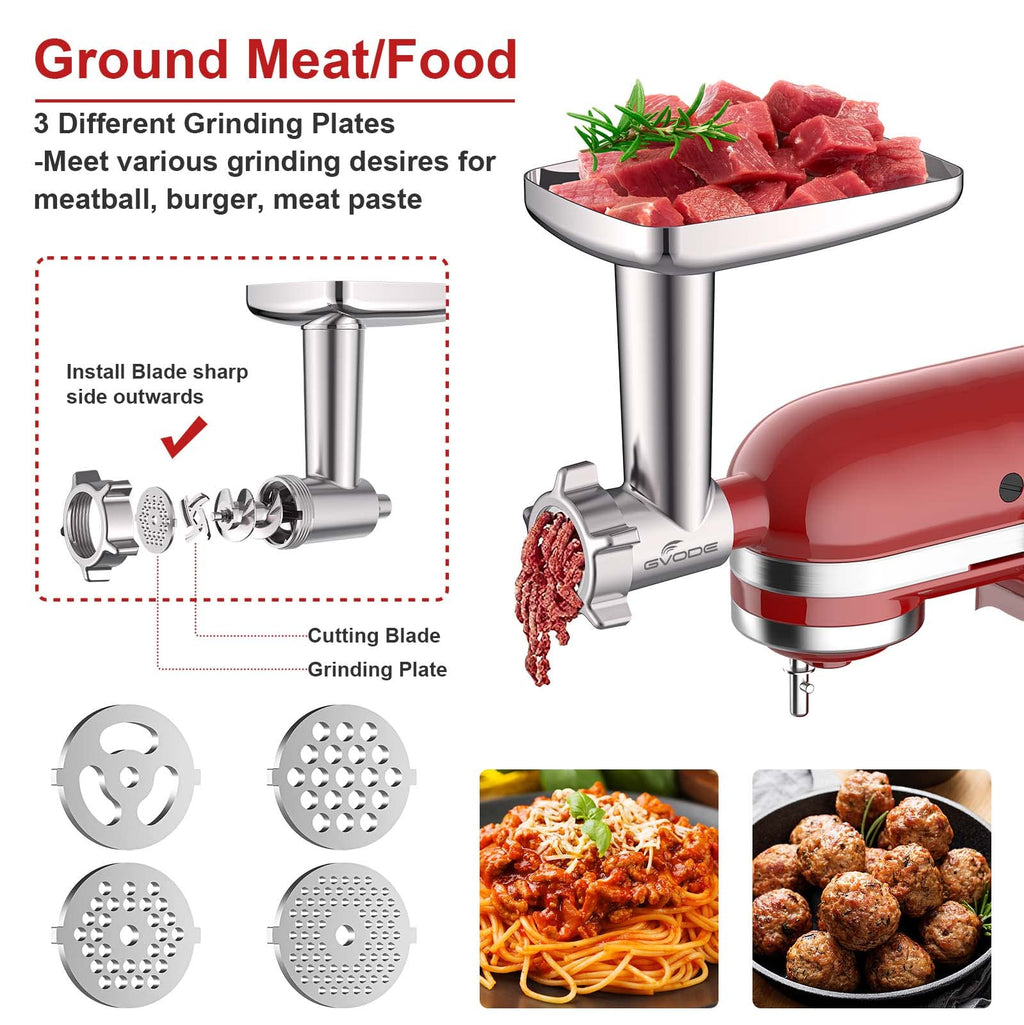 Gvode Meat Grinder & Slicer-Shredder Attachment Set, Compatible with KitchenAid Stand Mixers – image 8