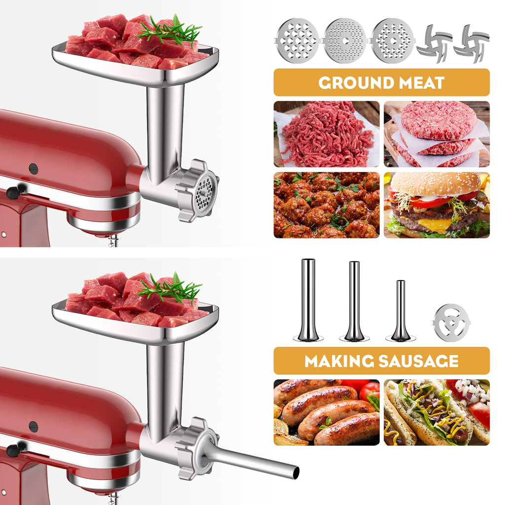 Gvode Meat Grinder & Slicer-Shredder Attachment Set, Compatible with KitchenAid Stand Mixers – image 9
