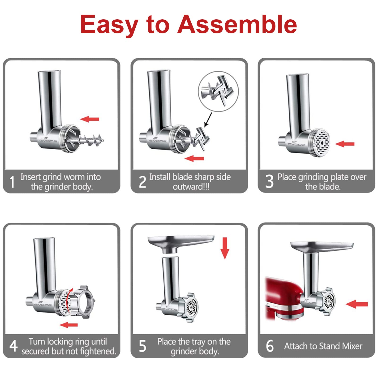 Gvode Meat Grinder & Slicer-Shredder Attachment Set, Compatible with KitchenAid Stand Mixers – image 13