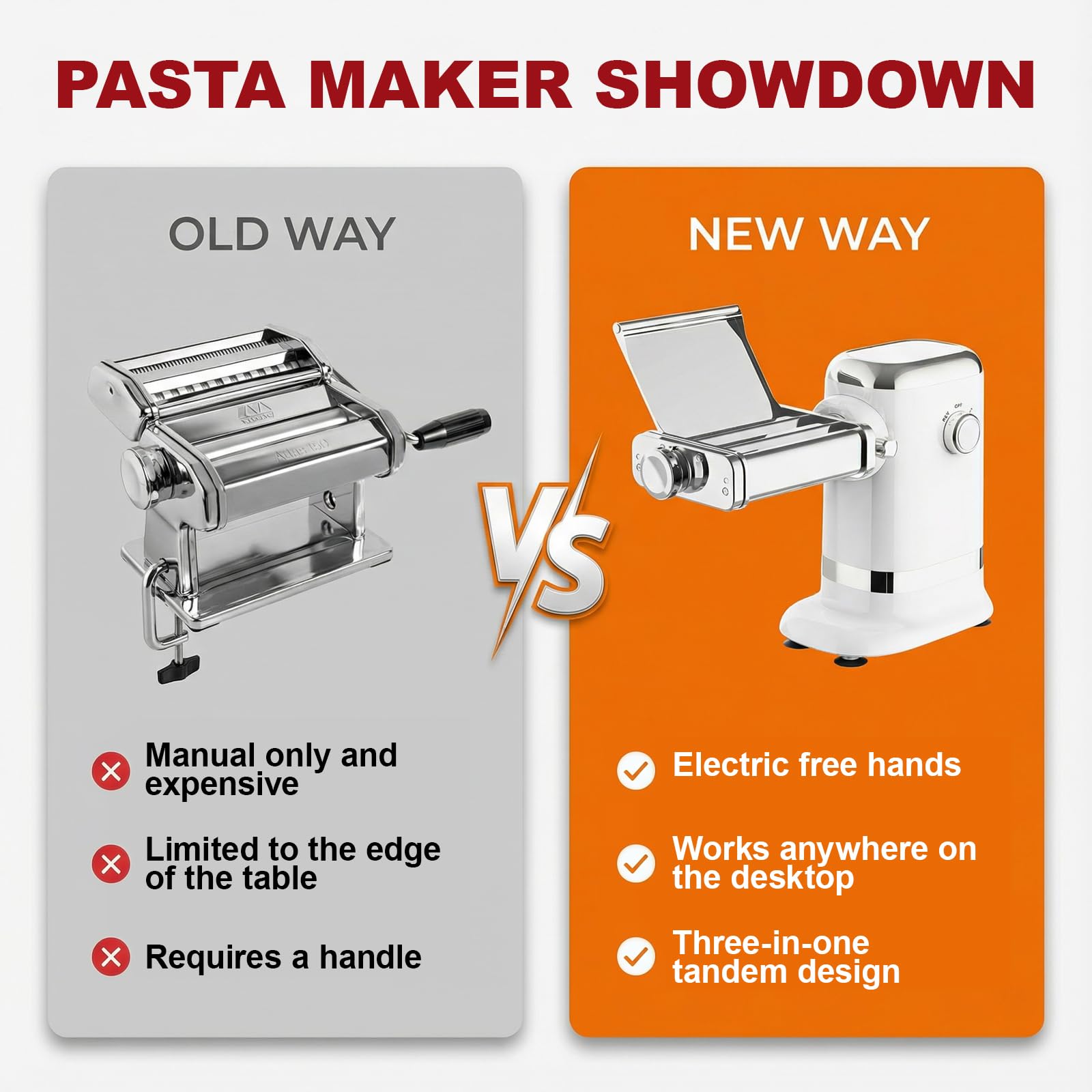 Comparison of hand-crank pasta machine and Gvode electric countertop pasta maker