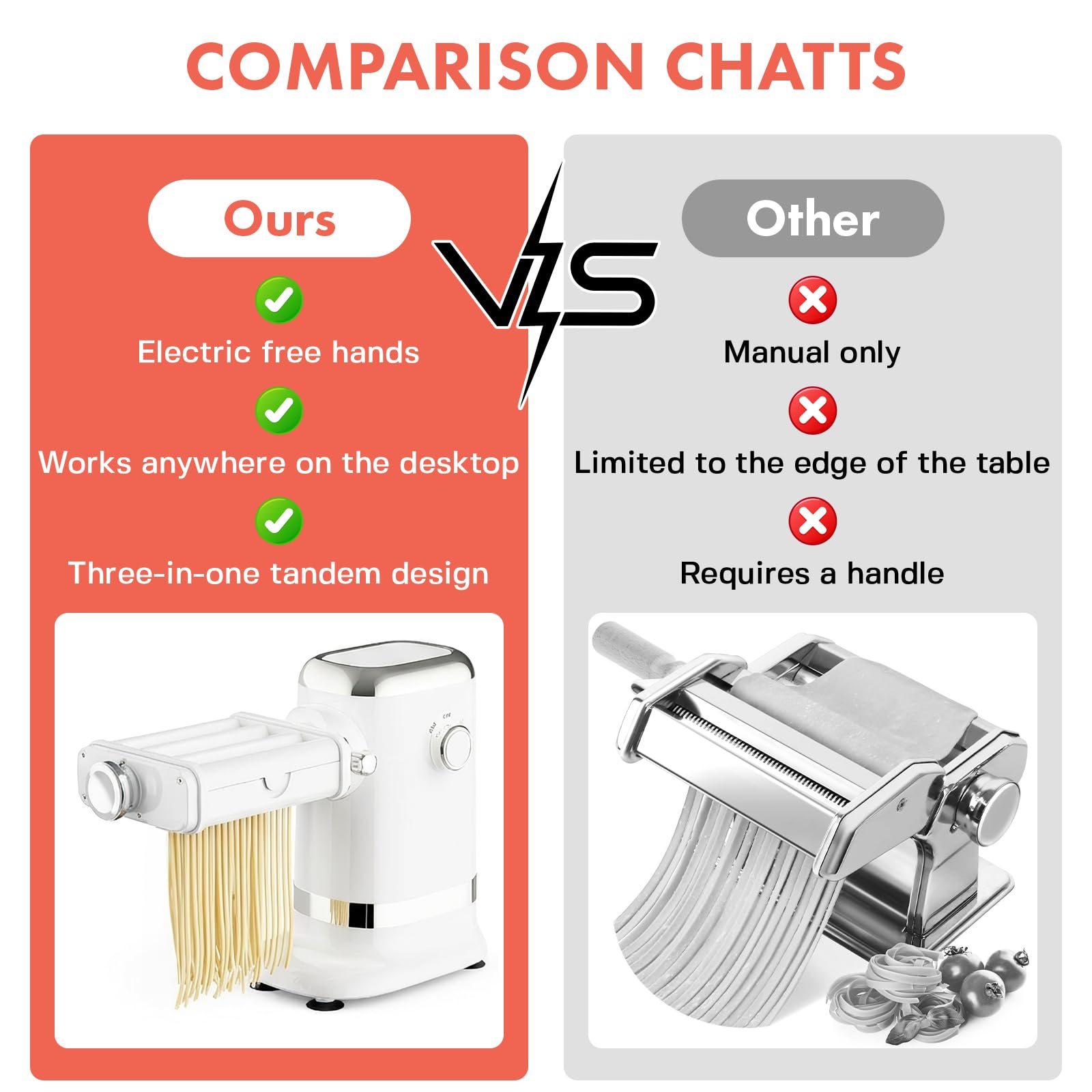 Comparison of Gvode electric pasta maker with a manual hand-crank pasta machine