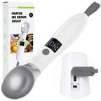 Gvode heated ice cream scoop with charging stand, USB-C port, LED display, and retail box