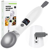 Gvode heated ice cream scoop with charging stand, USB-C port, LED display, and retail box