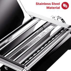 Close-up of stainless steel pasta rollers and cutters inside the Gvode electric pasta maker